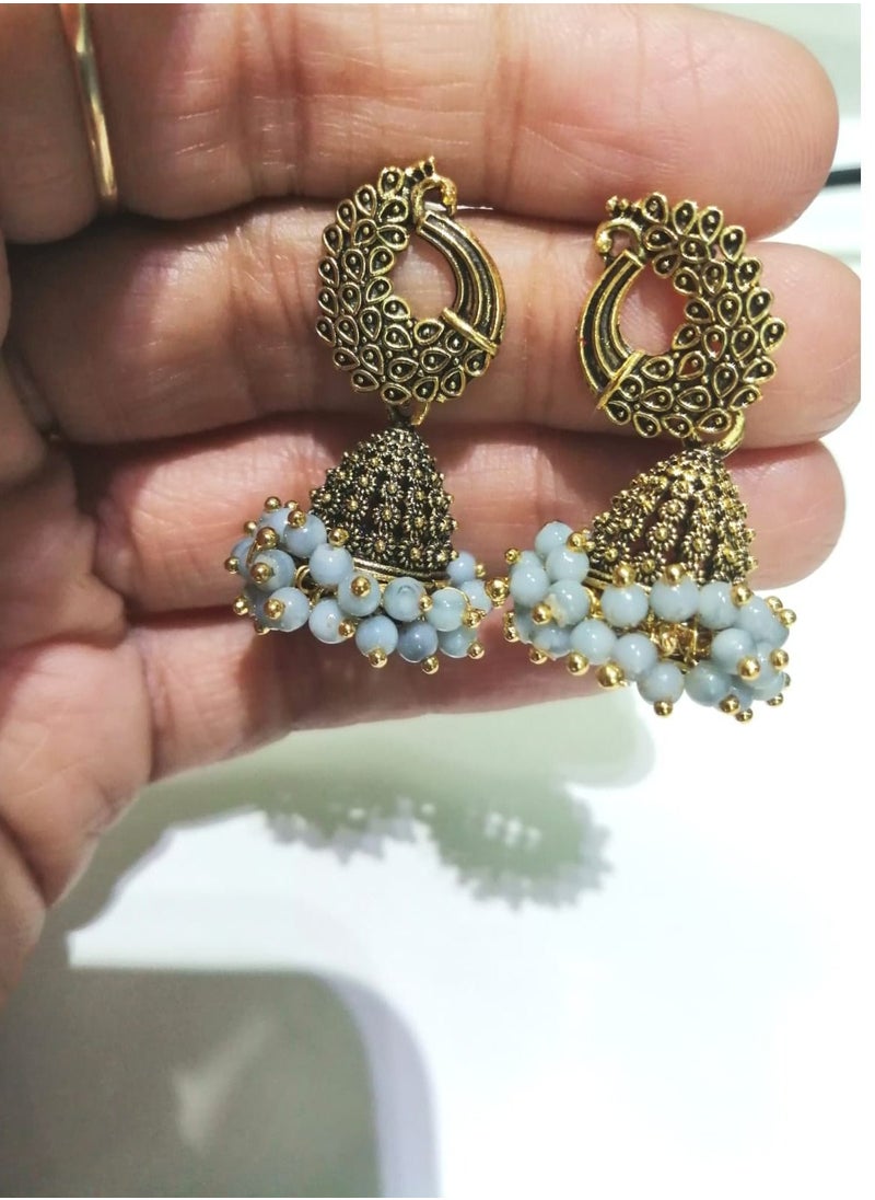 Generic - Fashionable Traditional Jhumki Earrings for Women and Girls - Grey - Image 1