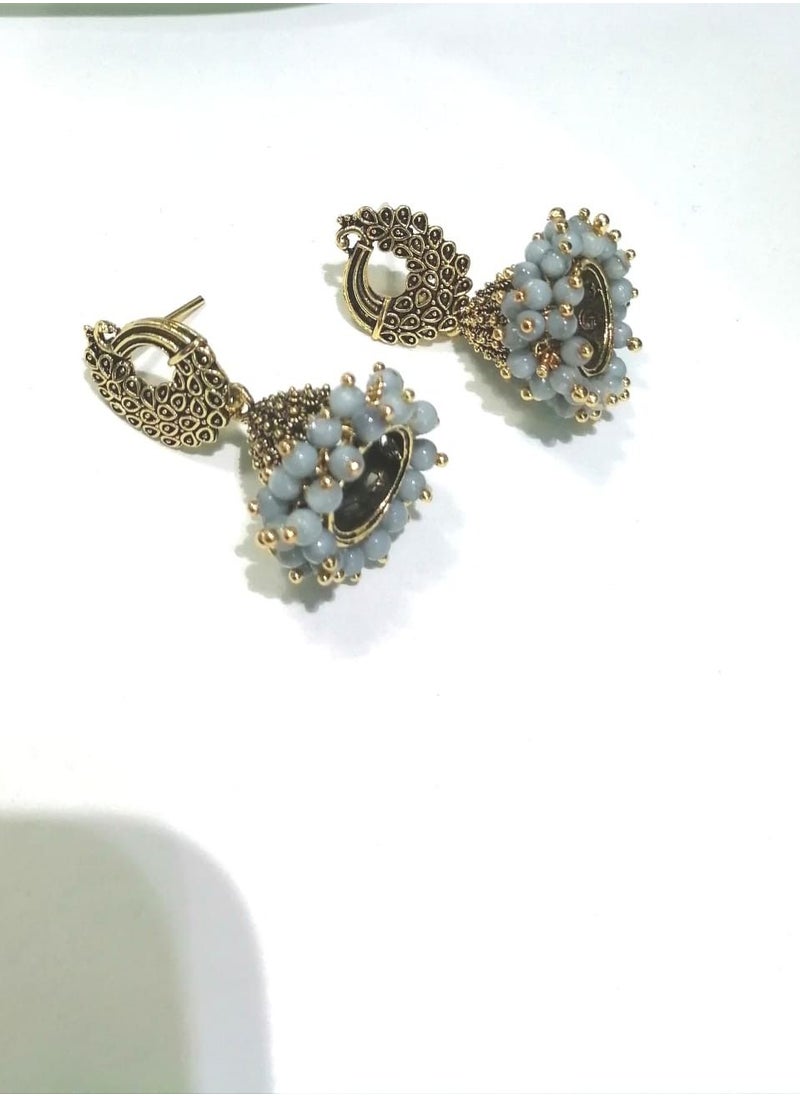 Generic - Fashionable Traditional Jhumki Earrings for Women and Girls - Grey - Image 1