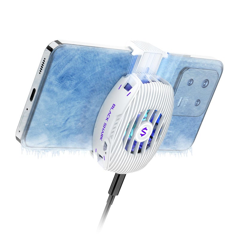 Black Shark Phone Cooler for Gaming FunCooler 5 NEO Wired Mobile Phone Cooling Fan Lightweight Quiet with RGB Light Cellphone Radiator for 267345 inches iPhoneAndroid Retaining Bolt White - Image 2