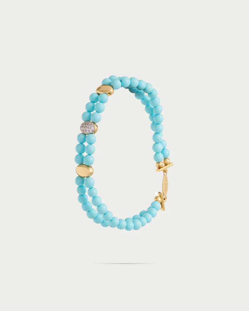 Rue Des Mill Triple ellipse turquoise elastic bracelet