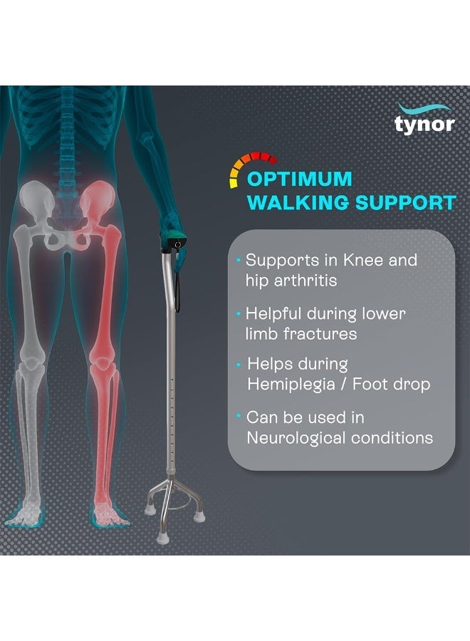 Tynor Walking Stick Tripod, Silver, Universal Size, 1 Unit - Image 3