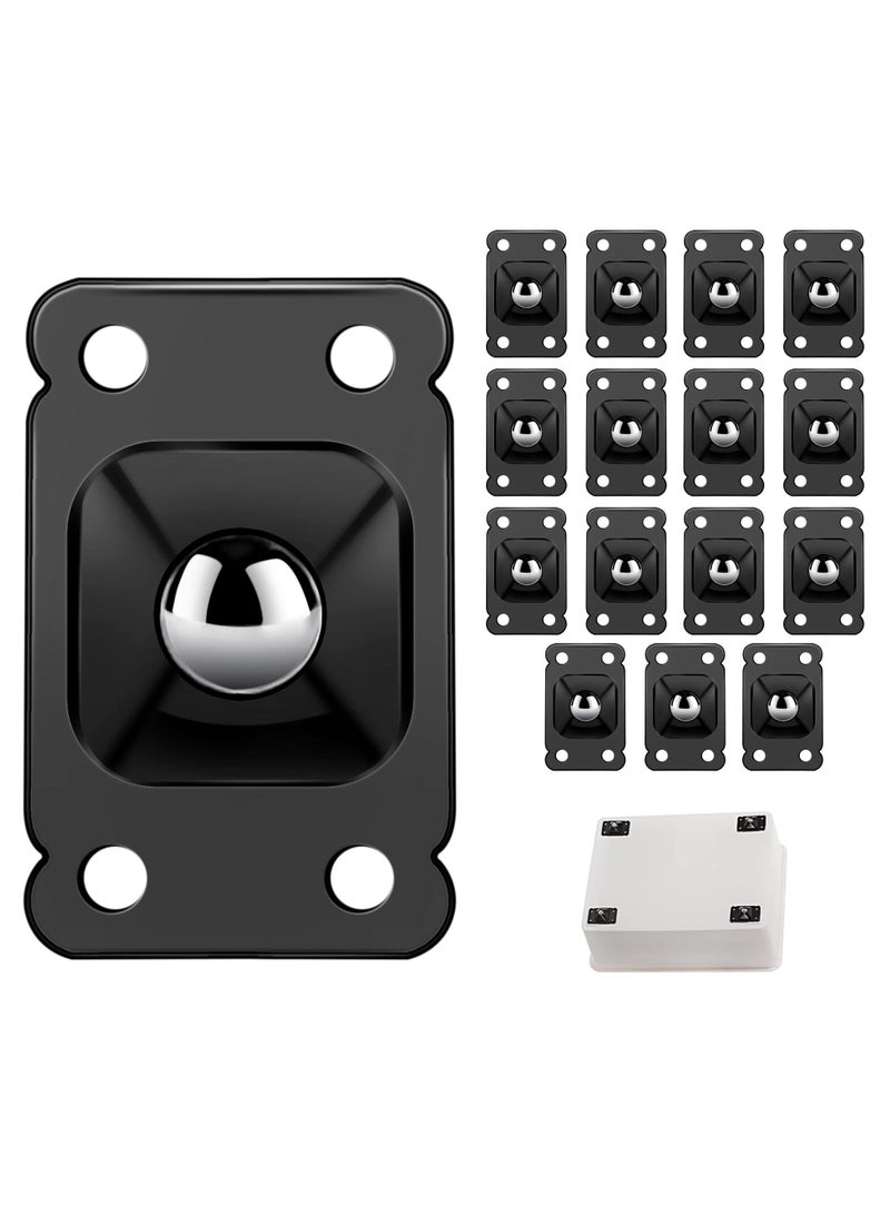 16 Pcs Mini Casters Wheels, Self-Adhesive Stainless Steel Paste Universal Wheel 360 Degree Rotation Storage Box Furniture Bins Bottom Trash Can Caster, Black - Image 1