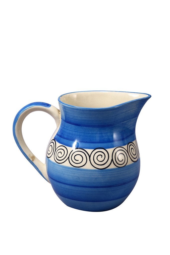 Caffeine Ceramic Handmade Stoneware Blue Doodle Water Jug Set of 1, (1800 ml Microwave & Dishwasher Safe)