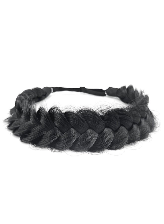 TOECWEGR Synthetic Hair Braided Headband Classic Chunky Wide Plaited Wedding Fluffy Braids Wig Women Girl Beauty Accessory (A01POB1) B08BF5NRQN - Image 1
