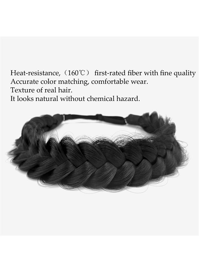 TOECWEGR Synthetic Hair Braided Headband Classic Chunky Wide Plaited Wedding Fluffy Braids Wig Women Girl Beauty Accessory (A01POB1) B08BF5NRQN - Image 2