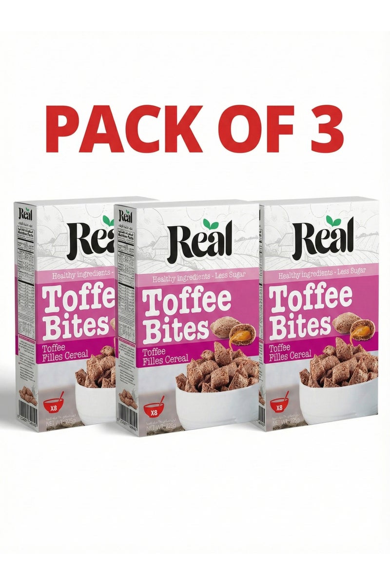 Real وسائد حقيقية من توفي الحبوب - وجبة خفيفة مملوءة بالتوفي المقرمش، سكر أقل، 225 جرام (عبوة من 3)  - Image 1