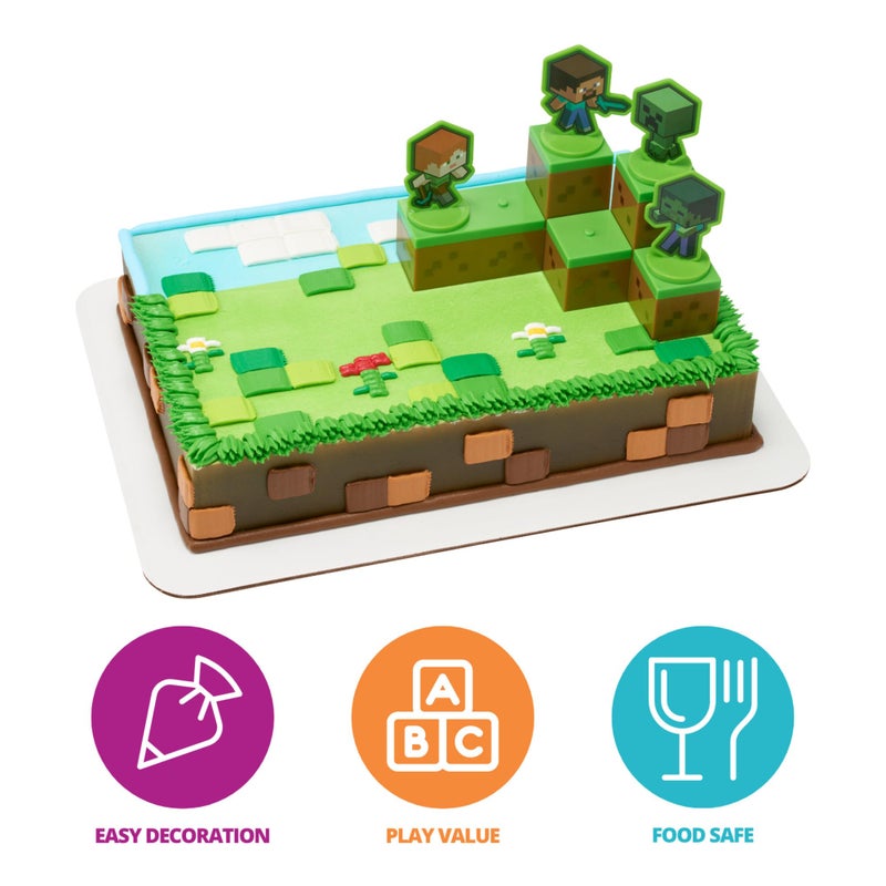 DecoPac DecoSetÂ® Mobs Beware Minecraft Cake Topper, 6-Piece Stackable Cake Decoration, Interlocking 3D Blocks With Characters, Food Safe Birthday Cake Decoration - Image 2