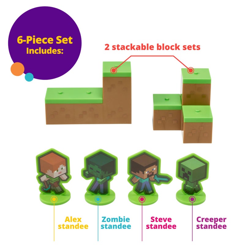 DecoPac DecoSetÂ® Mobs Beware Minecraft Cake Topper, 6-Piece Stackable Cake Decoration, Interlocking 3D Blocks With Characters, Food Safe Birthday Cake Decoration - Image 5