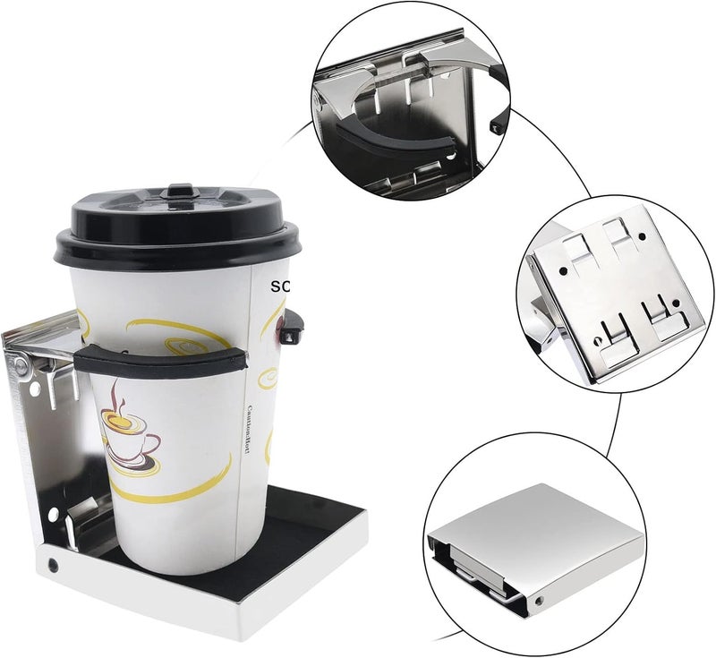 KAOLALI 2Pcs Stainless Steel Adjustable Folding Cup Drink Holder for Marine Boat Car RV Truck - Image 3