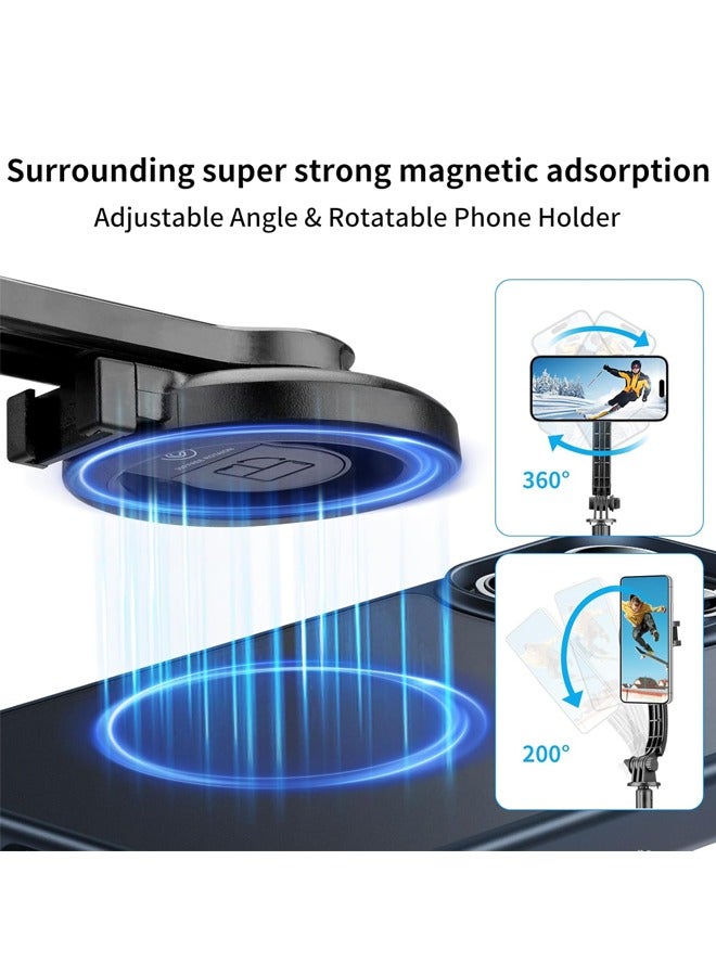 PADOM بادوم لحامل ثلاثي القوائم ماغسيف لهاتف آيفون 41" عصا سيلفي مع جهاز تحكم عن بعد، حامل ثلاثي القوائم لتسجيل الفيديو، حامل ثلاثي القوائم للهاتف المحمول - Image 3