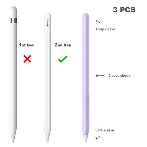 YINVA Apple Pencil 2nd Gen Case with Grip & Protective Nib Cover (Purple) - Image 2