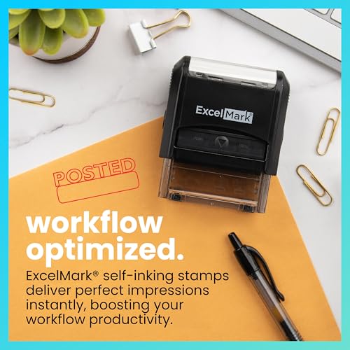 ExcelMark Posted Self Inking Rubber Stamp - Red Ink (A1539) - Image 2