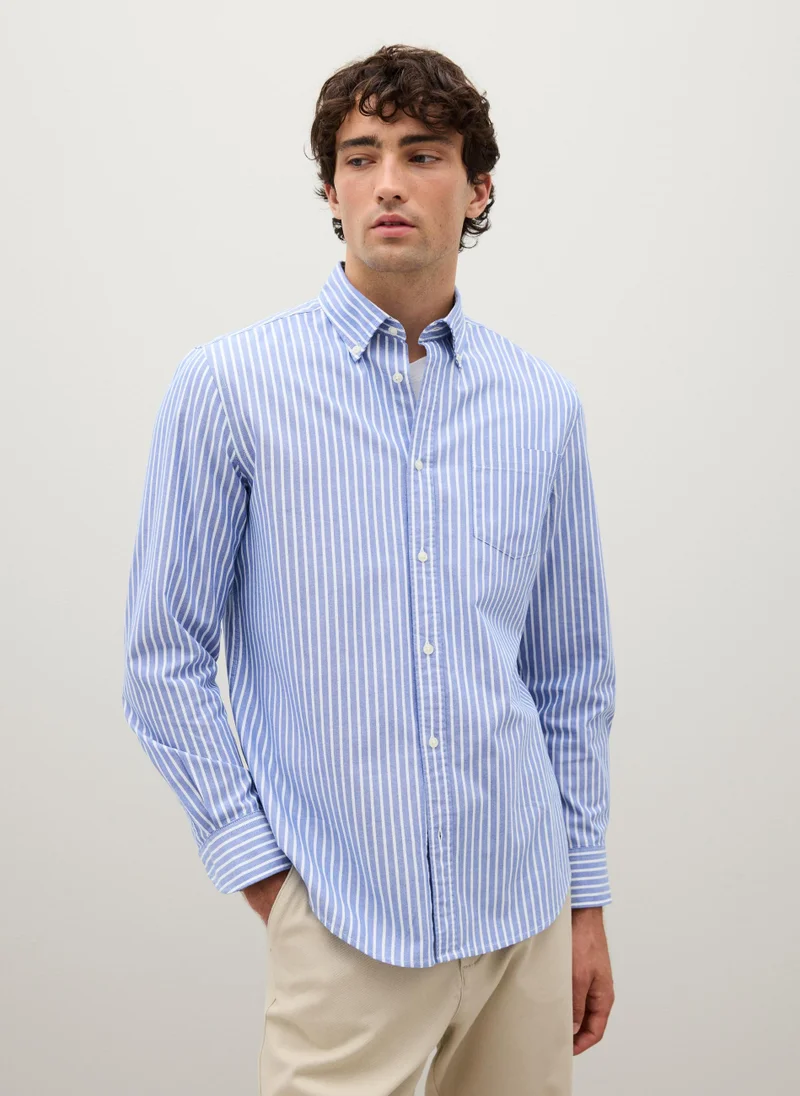 او في اس MULTICOLOUR REGULAR FIT PURE COTTON SHIRT