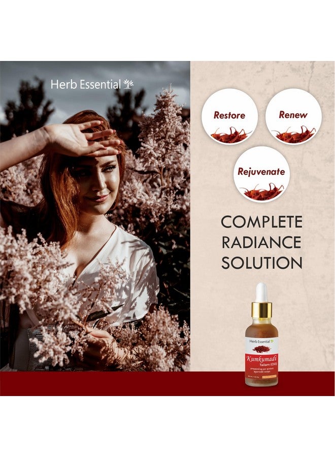 Herb Essential Kumkumadi Face Serum Oil for Glowing Skin and Even Complexion Made with Potent Herbs Ideal for All Skin Types - 30Ml - Image 3