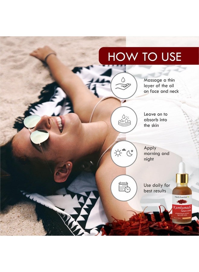 Herb Essential Kumkumadi Face Serum Oil for Glowing Skin and Even Complexion Made with Potent Herbs Ideal for All Skin Types - 30Ml - Image 4