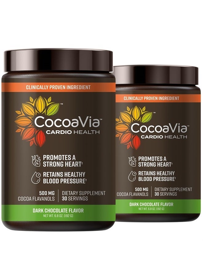 CocoaVia Cardio Health Cocoa Powder, 60 Servings, 500mg Cocoa Flavanols, Support Heart Health, Boost Nitric Oxide, Improve Circulation, Energy, Preworkout, Vegan, Dark Chocolate Cacao  - Image 1
