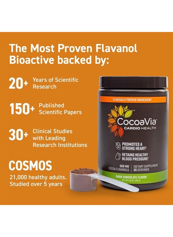CocoaVia Cardio Health Cocoa Powder, 60 Servings, 500mg Cocoa Flavanols, Support Heart Health, Boost Nitric Oxide, Improve Circulation, Energy, Preworkout, Vegan, Dark Chocolate Cacao  - Image 3