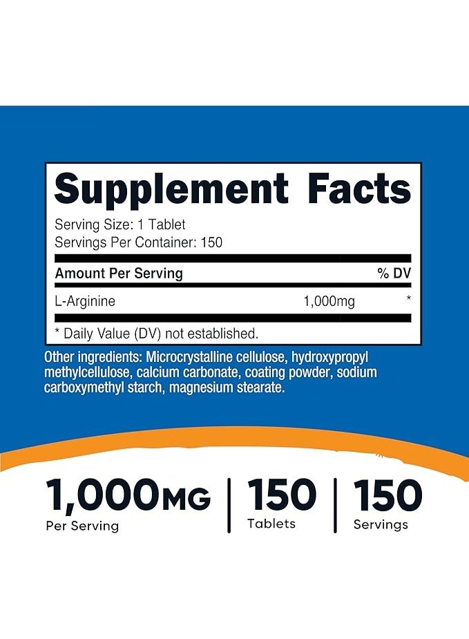 Nutricost, L-Arginine, 1,000 mg, 150 Tablets - Image 4