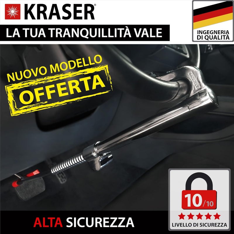 KRASER KR837 Steering Wheel Lock Cars Trucks Vans SUVs Bar Pedal Anti-Theft Security Double Hook Telescopic Universal Extensible - Image 2