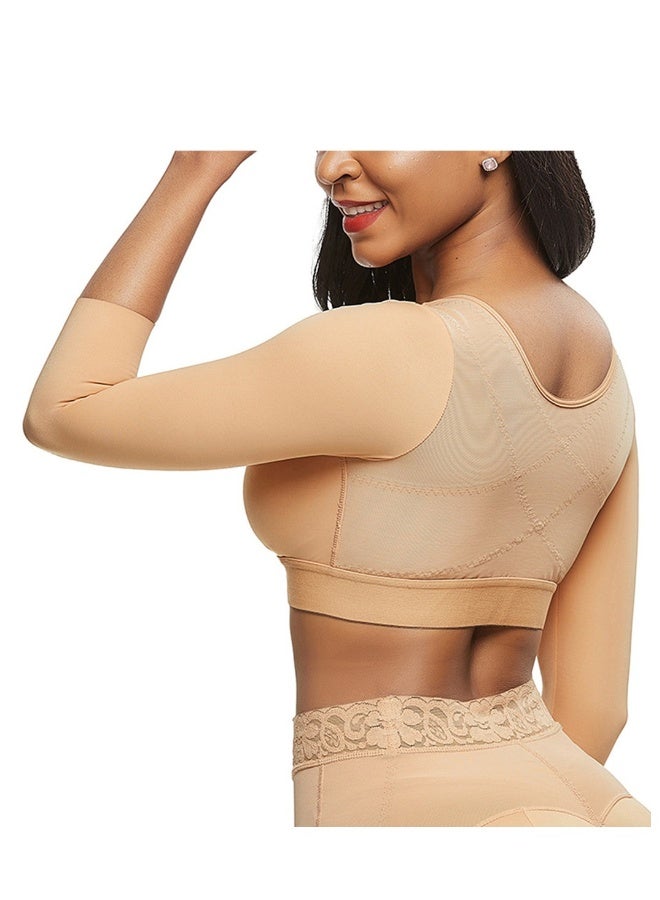 Wireless Women's Sports Bra with Front Buckle and Arm Compression Sleeves, Posture Corrector and Shapewear for Yoga and Recovery, Size L - Image 2