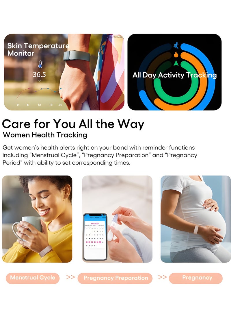 Smart Health Bracelet With Free JCwear App– Wearable Health, Fitness & Activity Tracker – Continuous Monitoring, Performance Optimization, Heart Rate Tracking – Improve Sleep, Strain, Recovery, Wellness,Black
