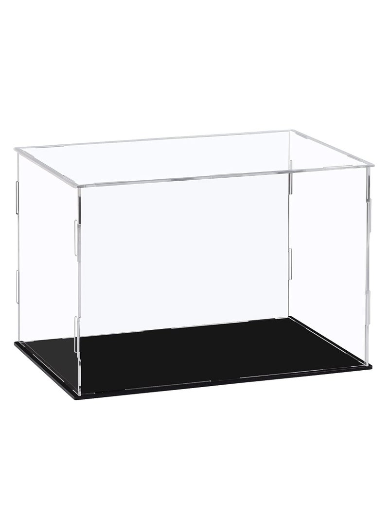 TPGP Acrylic Display Case Clear Display Box with Mirror Countertop Cube for Collectibles, Action Figures, Miniature Figurines Dustproof Protection Storage & Organizing (Black, 11.8x7.9x7.9in) - Image 1