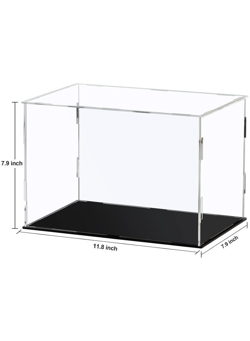 TPGP Acrylic Display Case Clear Display Box with Mirror Countertop Cube for Collectibles, Action Figures, Miniature Figurines Dustproof Protection Storage & Organizing (Black, 11.8x7.9x7.9in) - Image 2