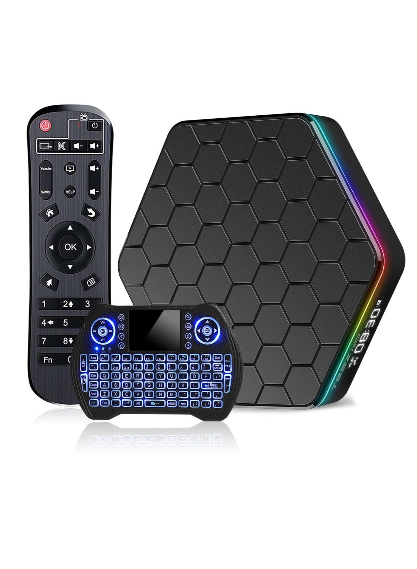 Excefore TV Box for Android X88 PRO, 12.0 4GB RAM 32GB ROM T95Z Plus H618 2.4GHz/5.8GHz, with 6K Wi-Fi 6 TV Box, 3D HDR10+ Bluetooth 5.0 Android TV Box, Smart TV Box with Mini Wireless Backlit Keyboard