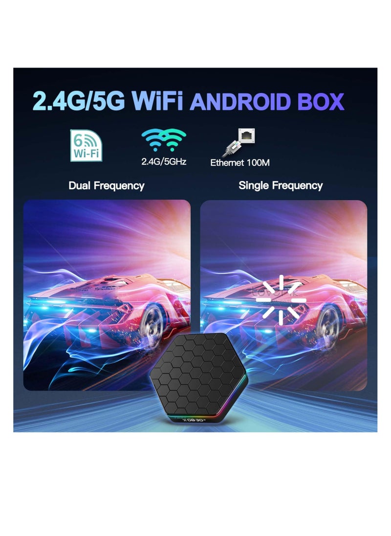 Excefore - TV Box for Android X88 PRO, 12.0 4GB RAM 32GB ROM T95Z Plus H618 2.4GHz/5.8GHz, with 6K Wi-Fi 6 TV Box, 3D HDR10+ Bluetooth 5.0 Android TV Box, Smart TV Box with Mini Wireless Backlit Keyboard - Image 1