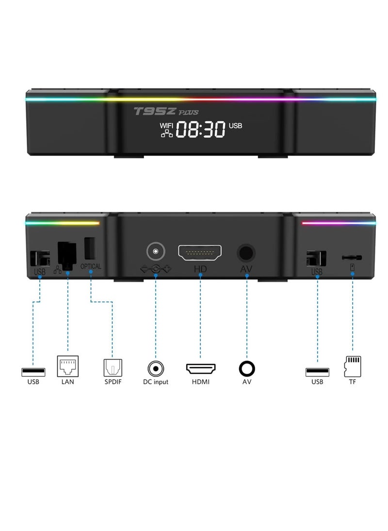 Excefore - TV Box for Android X88 PRO, 12.0 4GB RAM 32GB ROM T95Z Plus H618 2.4GHz/5.8GHz, with 6K Wi-Fi 6 TV Box, 3D HDR10+ Bluetooth 5.0 Android TV Box, Smart TV Box with Mini Wireless Backlit Keyboard - Image 1