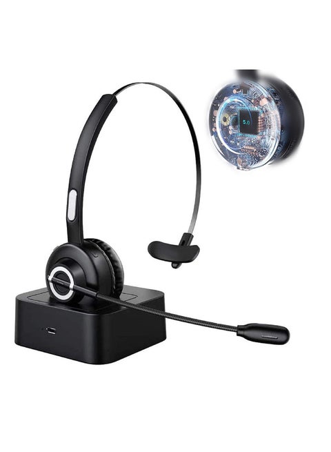 Bluetooth Headset with Noise Canceling Microphone Wireless Handsfree Headphone for Laptop Cell Phone Tablet Call Center Office Meeting Online Class