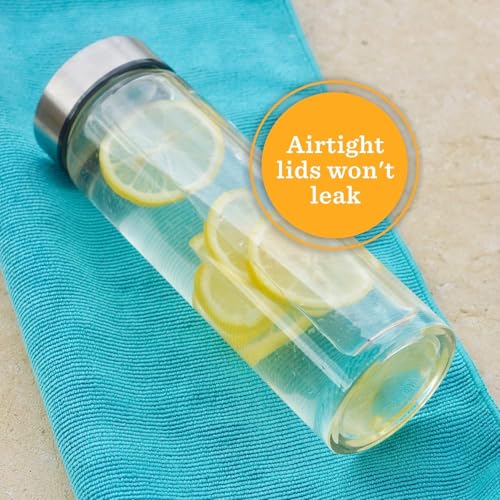 Femora Borosilicate Glass Water Bottle with Steel Lid | Pack of 1 | 500ml | Microwave & Freezer Safe, Leak Proof & Airtight Lid, Scratch Resistant, Transparent. - Image 5