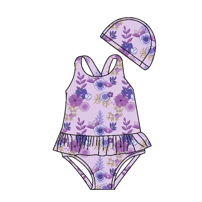 Bluejw Western Summer Style Swimsuit Sleeveless Sleeved Round Neck Cartoon Printed Shorts Beach Swimwear for Toddler - Image 1