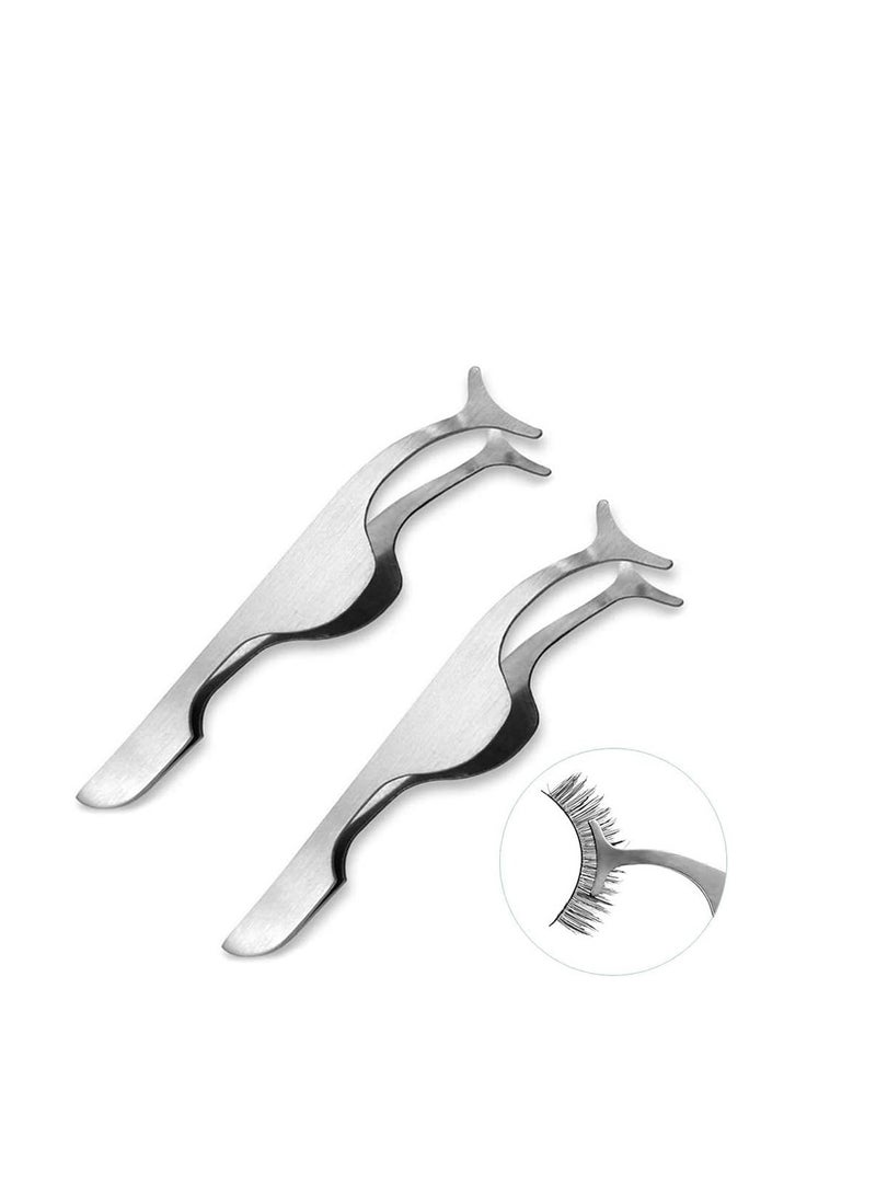 ORiTi 2 قطعة أداة تطبيق رموش صناعية من الفولاذ المقاوم للصدأ مزيل مشبك ملقط أداة قاطع - Image 1