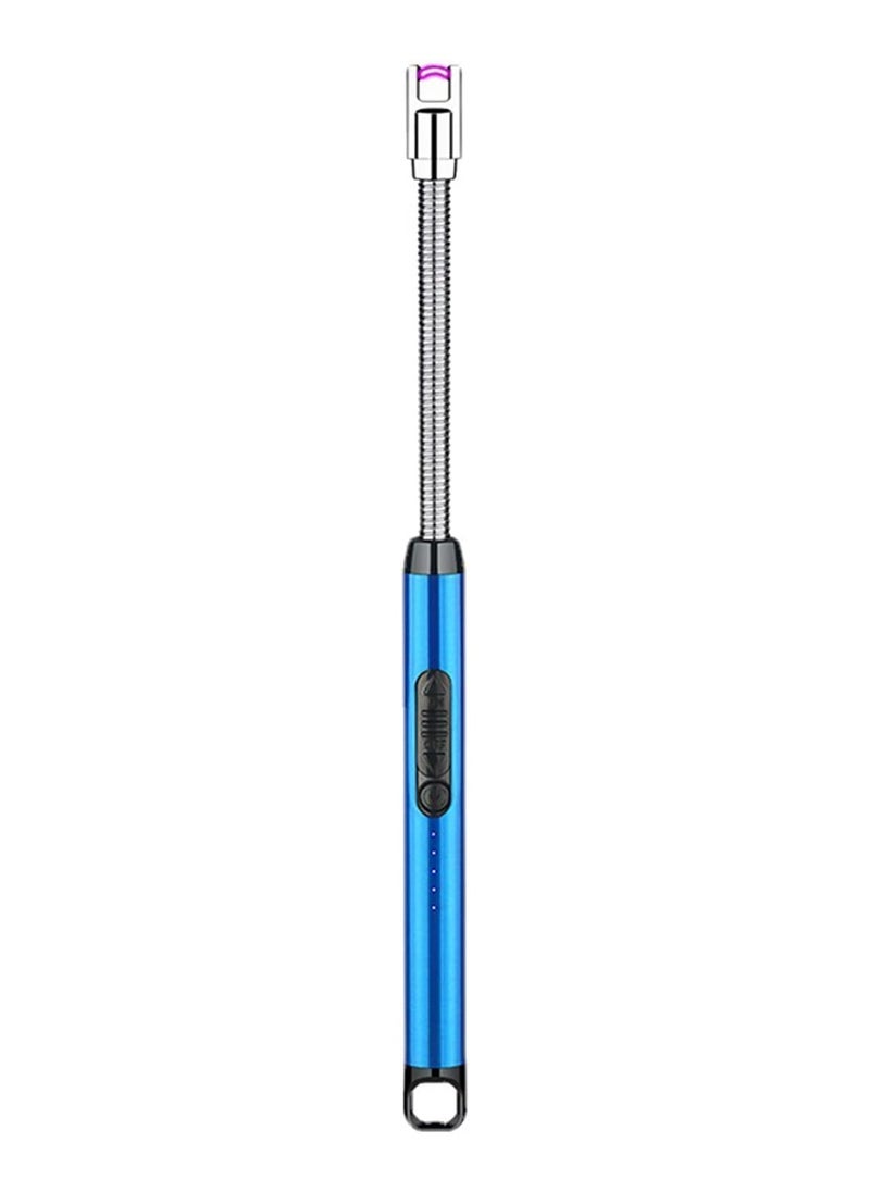 Generic - Rechargeable Electric Lighter with Long Flexible Neck Windproof 360 Degree Rotation BBQ Lighter with LED Battery Display and Safety Switch, Blue - Image 1