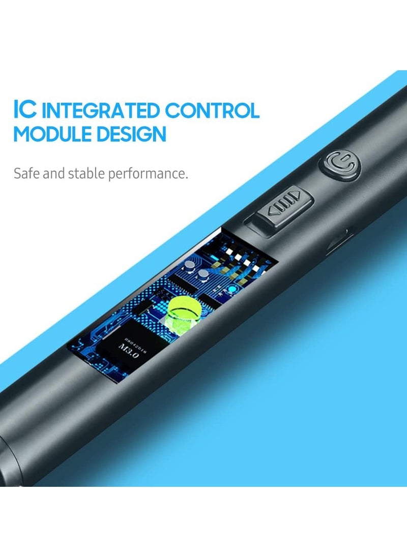 Generic - Rechargeable Electric Lighter with Long Flexible Neck Windproof 360 Degree Rotation BBQ Lighter with LED Battery Display and Safety Switch, Blue - Image 1