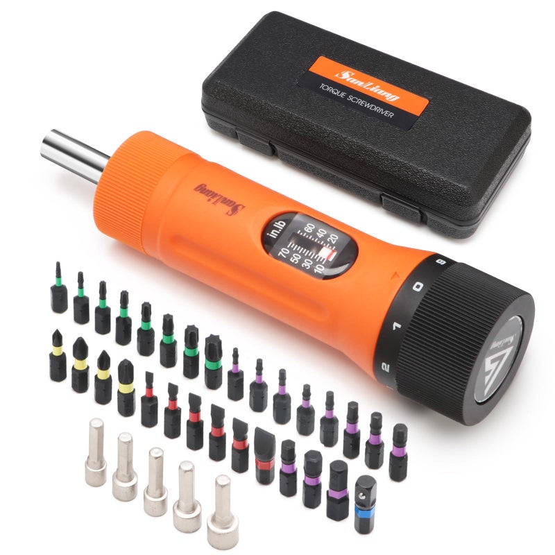 Sanliang 36Pcs Torque Screwdriver Wrench Driver Set 10-70 Inch Pounds lbs with 29 S2 Bitsï¼Œ5 Drive Sockets ï¼Œ1/4" Socket Adapter for Maintenance,Tools, Bike Repairing and Mounting. - Image 1