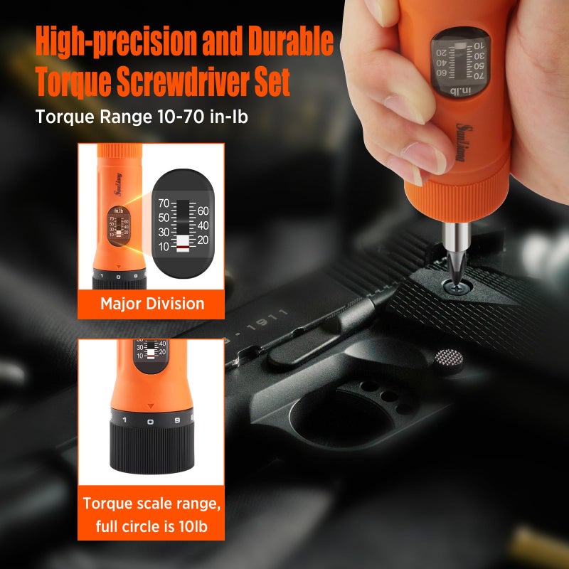 Sanliang 36Pcs Torque Screwdriver Wrench Driver Set 10-70 Inch Pounds lbs with 29 S2 Bitsï¼Œ5 Drive Sockets ï¼Œ1/4" Socket Adapter for Maintenance,Tools, Bike Repairing and Mounting. - Image 3