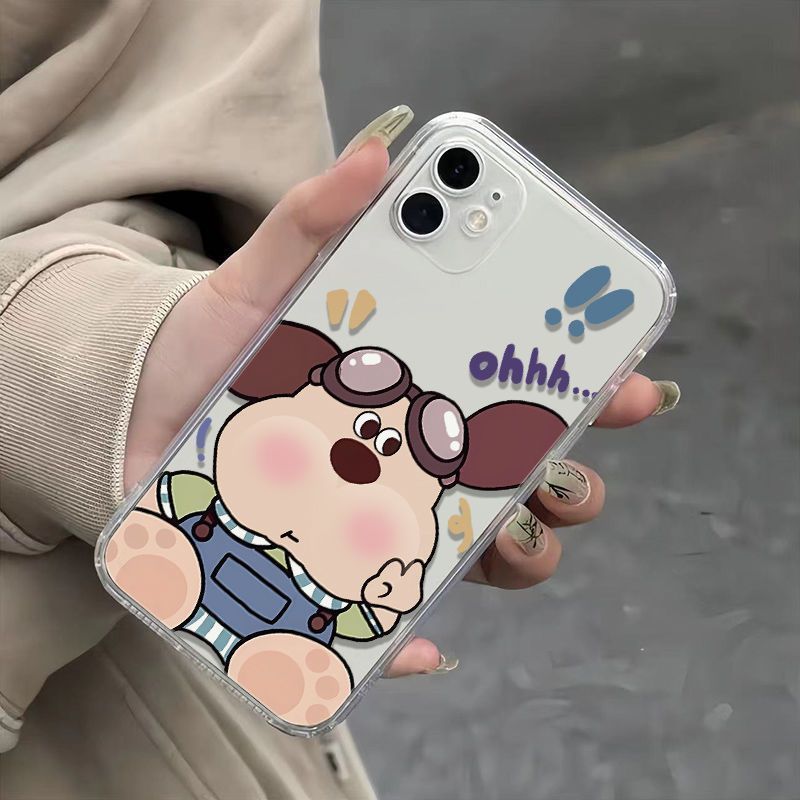 جراب حماية شفاف مقاوم للصدمات لهاتف آيفون 12 من آبل، بتصميم كلب المشي والبوابة.