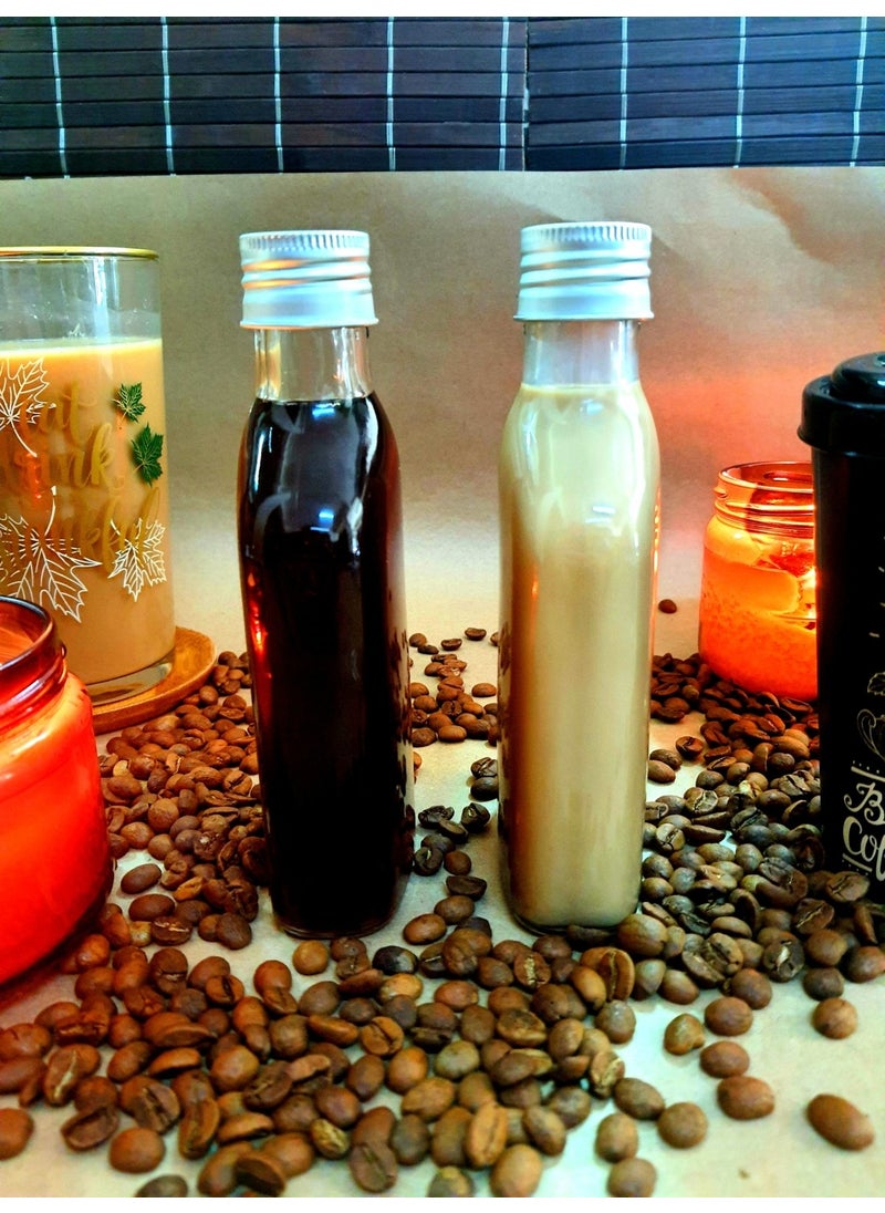 2 Pack Cold Brew Coffee Bottle 200 cc Flat Glass Bottle With Silver Lid