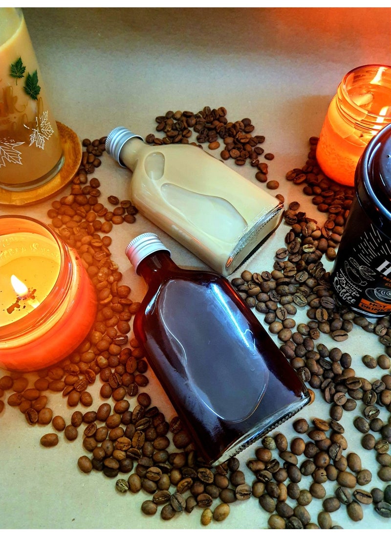 2 Pack Cold Brew Coffee Bottle 200 cc Flat Glass Bottle With Silver Lid