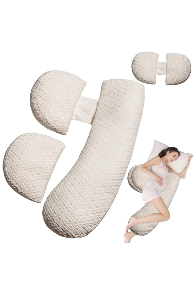 أوزيغالور وسادة الحمل الذكية للنوم المريح - دعم مريح للظهر، الأرجل، البطن والورقين للحوامل-بغطاء قابل للإزالة والتبريد - لون أبيض - Image 1