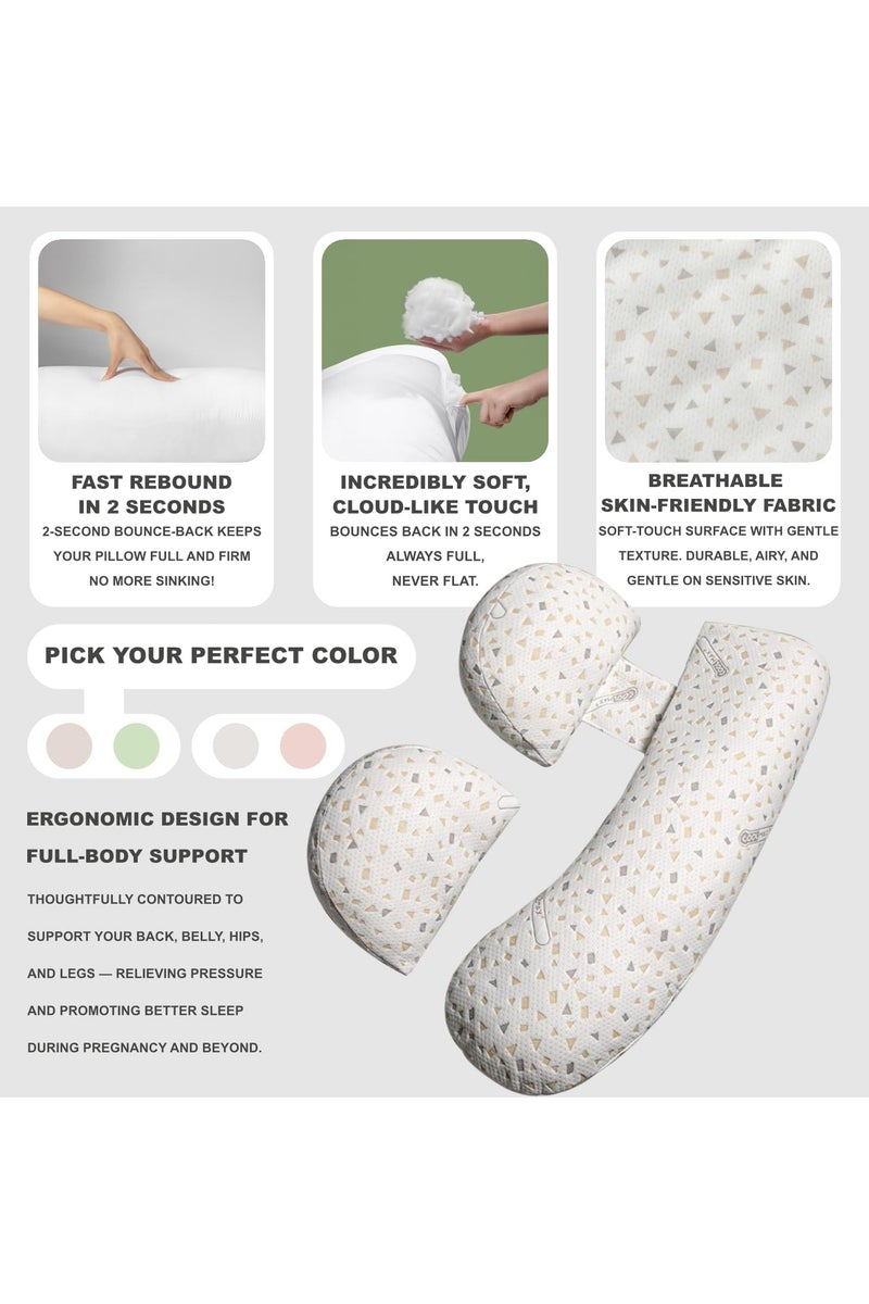 أوزيغالور وسادة الحمل الذكية للنوم المريح - دعم مريح للظهر، الأرجل، البطن والورقين للحوامل-بغطاء قابل للإزالة والتبريد - لون أبيض - Image 2