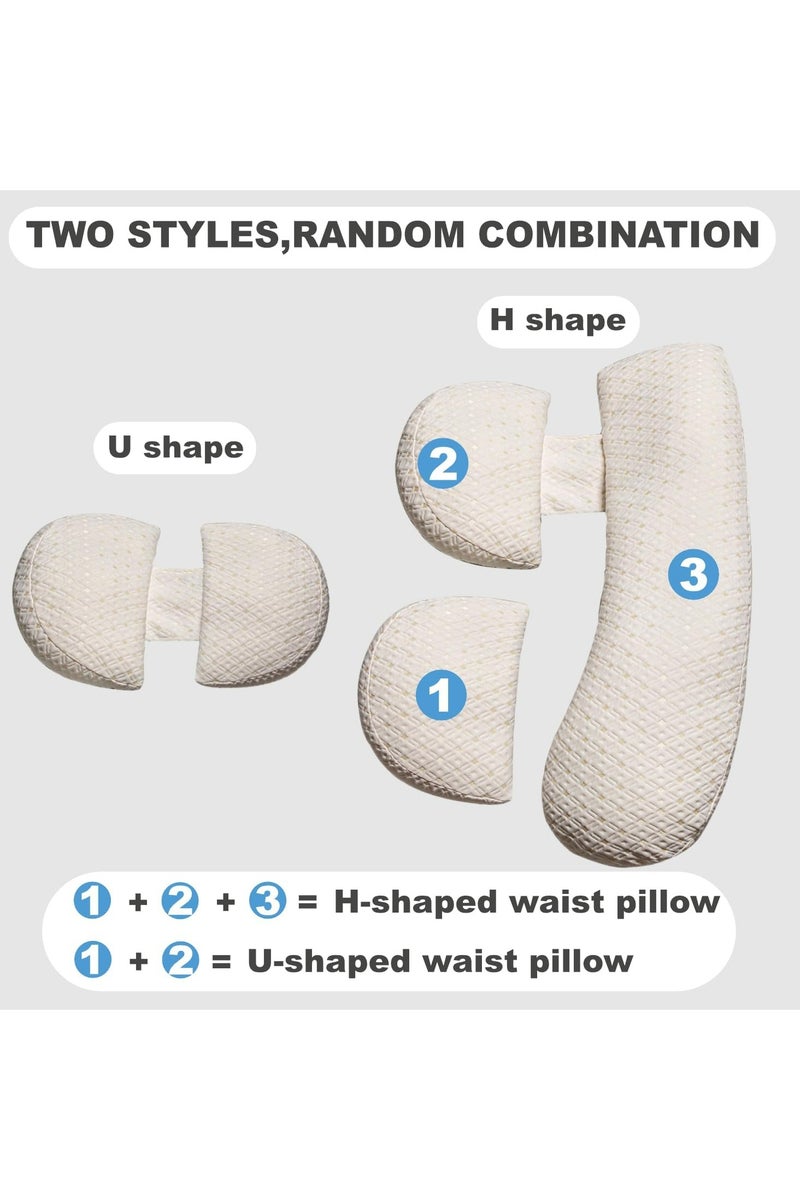 أوزيغالور وسادة الحمل الذكية للنوم المريح - دعم مريح للظهر، الأرجل، البطن والورقين للحوامل-بغطاء قابل للإزالة والتبريد - لون أبيض - Image 5