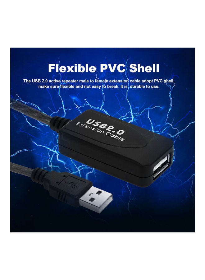 USB 2.0 Male To Female Extension Cable Grey - Image 2