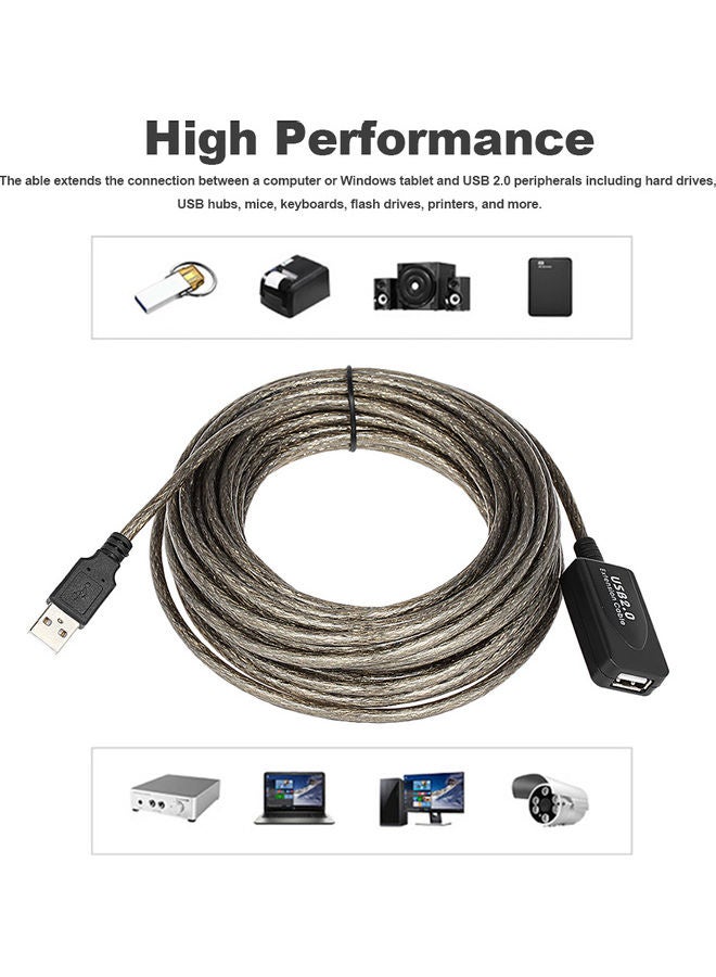 USB 2.0 Male To Female Extension Cable Grey - Image 3