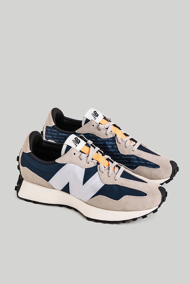 NB New Balance 327 Classic Style Sport Shoes Unisex White Blue - Image 3