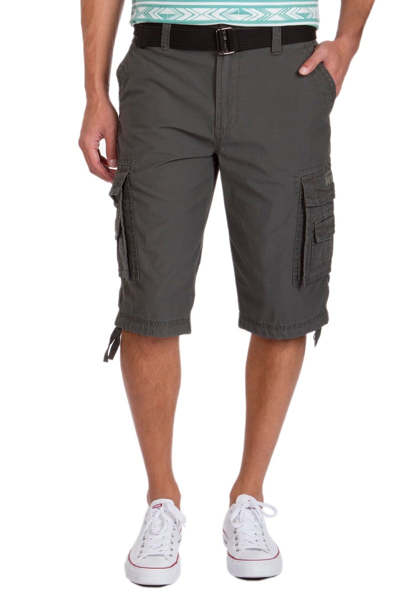 UNIONBAY mens Cordova Belted Messenger - Reg and Big Tall Sizes Cargo Shorts, Flint, 38 US