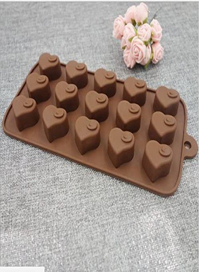 Abrazo Silicone Love Shape Chocolate Jelly Candy Mold, Cake Baking Mold, 15-Cavity Bakeware Mould, Brown - Image 1