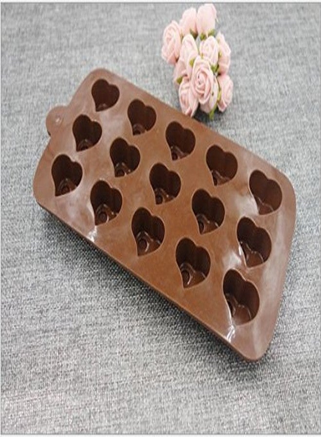 Abrazo Silicone Love Shape Chocolate Jelly Candy Mold, Cake Baking Mold, 15-Cavity Bakeware Mould, Brown - Image 2